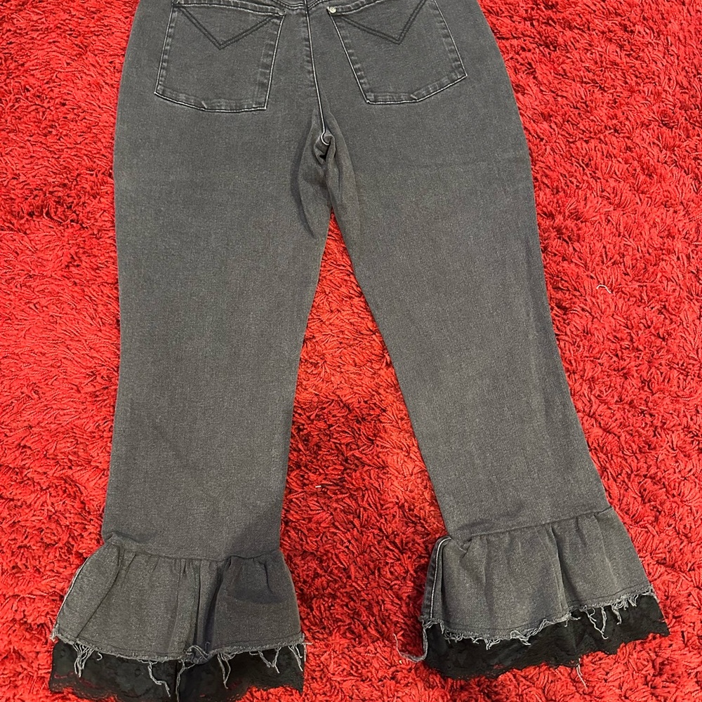 The Ragged Priests Free People Anguish Ruffle Hem High Rise Jeans - Picture 2 of 3